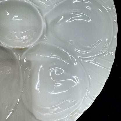 Antique Charles Pillivuyt & Co. Mehun France White Porcelain Oyster Plate A1165