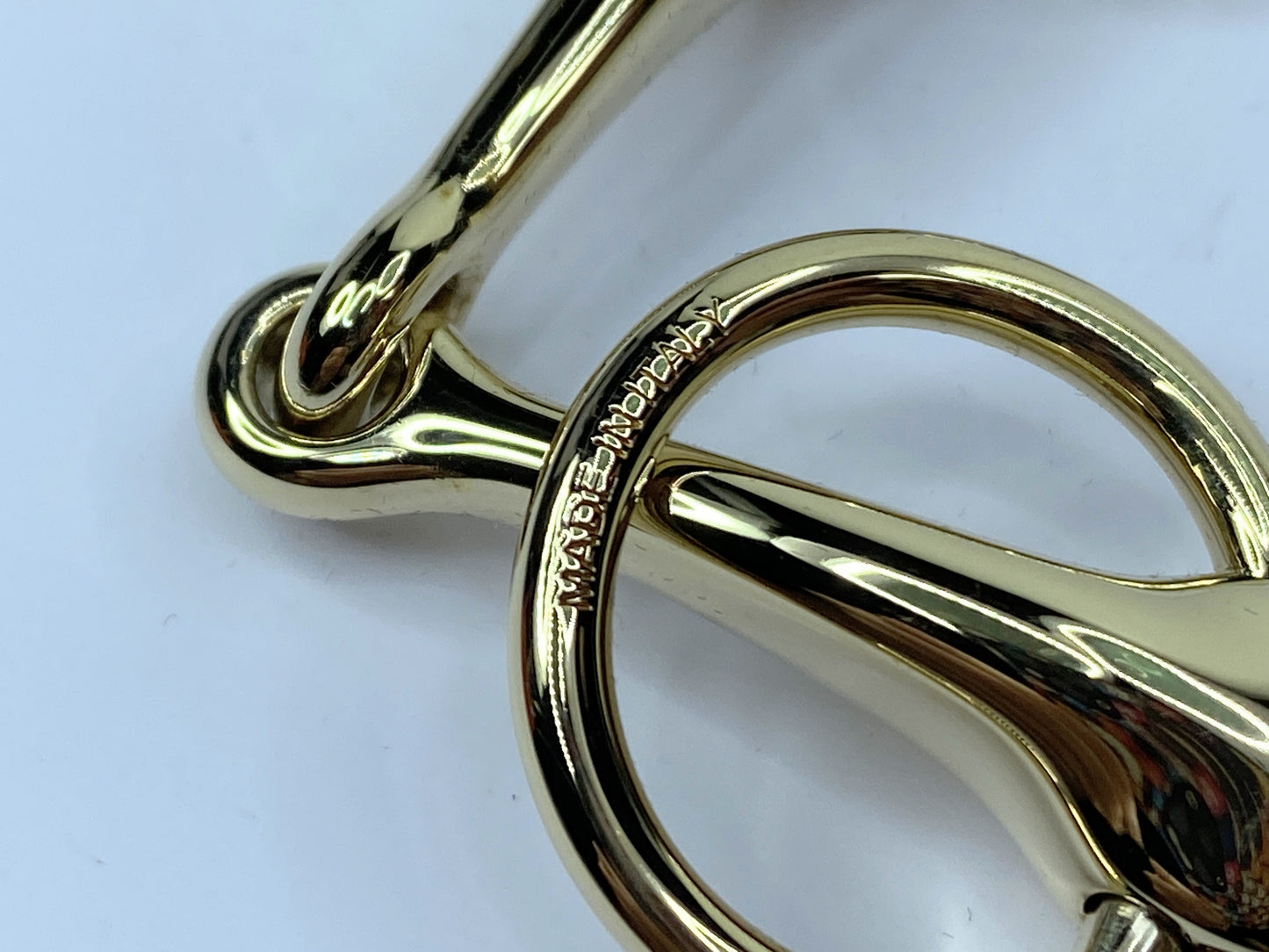 HERMES Gold tone Horsebit Scarf triple Rings authentic GS480