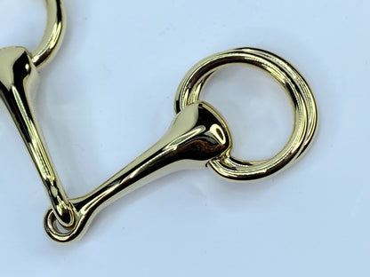HERMES Gold tone Horsebit Scarf triple Rings authentic GS480