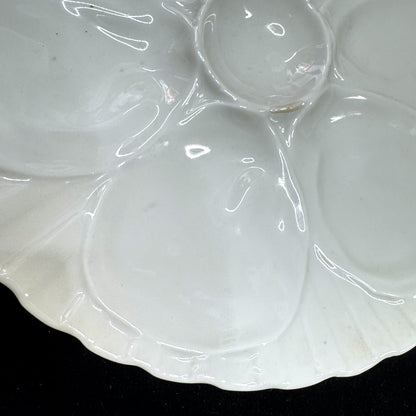 Antique Charles Pillivuyt & Co. Mehun France White Porcelain Oyster Plate A1165