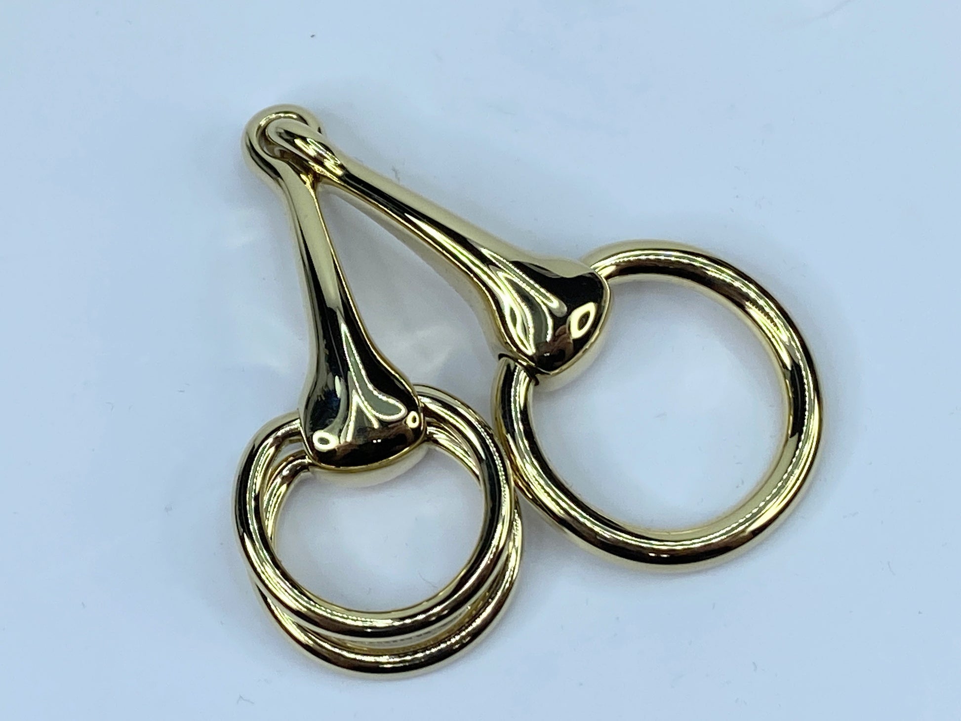 HERMES Gold tone Horsebit Scarf triple Rings authentic GS480