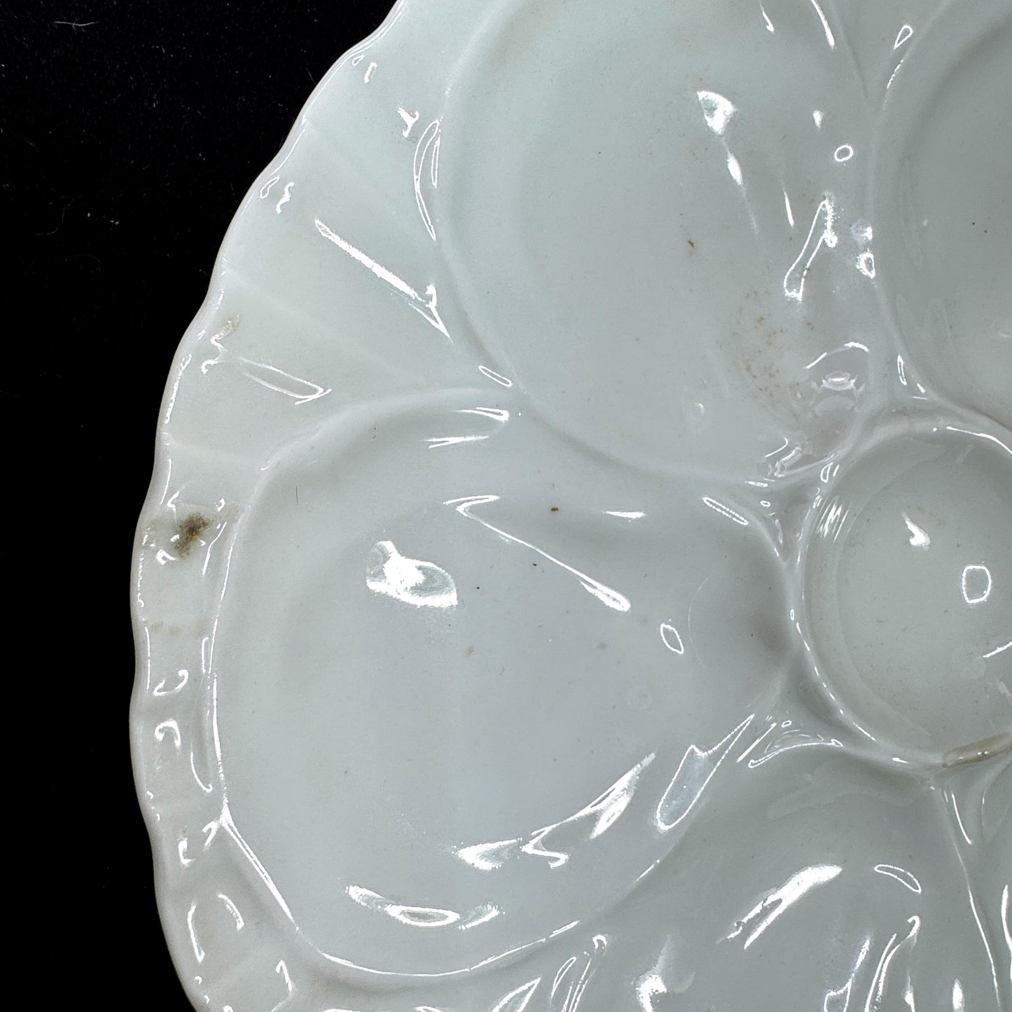Antique Charles Pillivuyt & Co. Mehun France White Porcelain Oyster Plate A1165