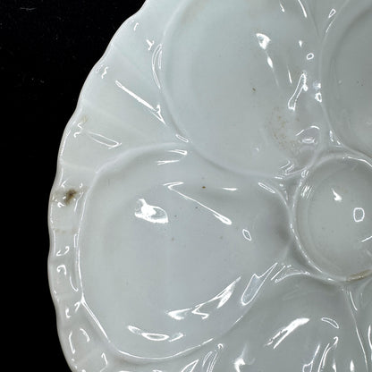 Antique Charles Pillivuyt & Co. Mehun France White Porcelain Oyster Plate A1165