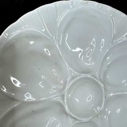 Antique Charles Pillivuyt & Co. Mehun France White Porcelain Oyster Plate A1165