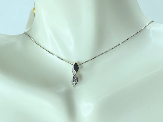 Platinum 0.04ct G.VS2 diamond Double Rices pendant necklace 15.5" 3.3g JR160