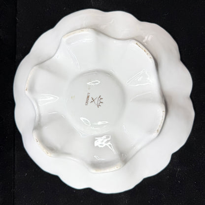 Antique Limoges France fine cobalt blue gilt floral scalloped oyster plate A1142