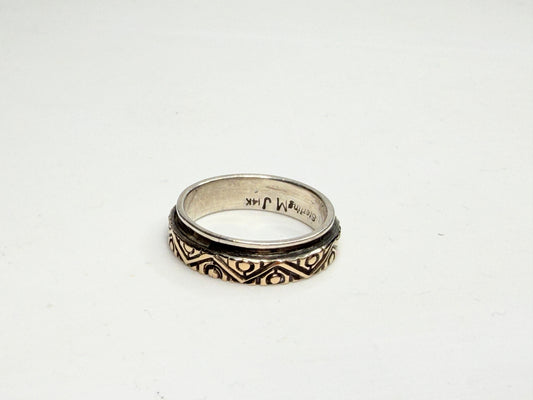 Sterling Silver Band Ring with 14K Gold Inlay Custom Artisan JR1243