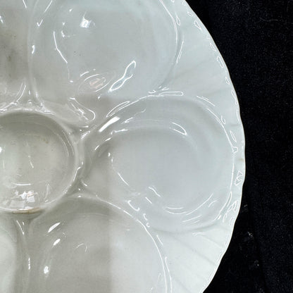 Antique Charles Pillivuyt & Co. Mehun France White Porcelain Oyster Plate A1165