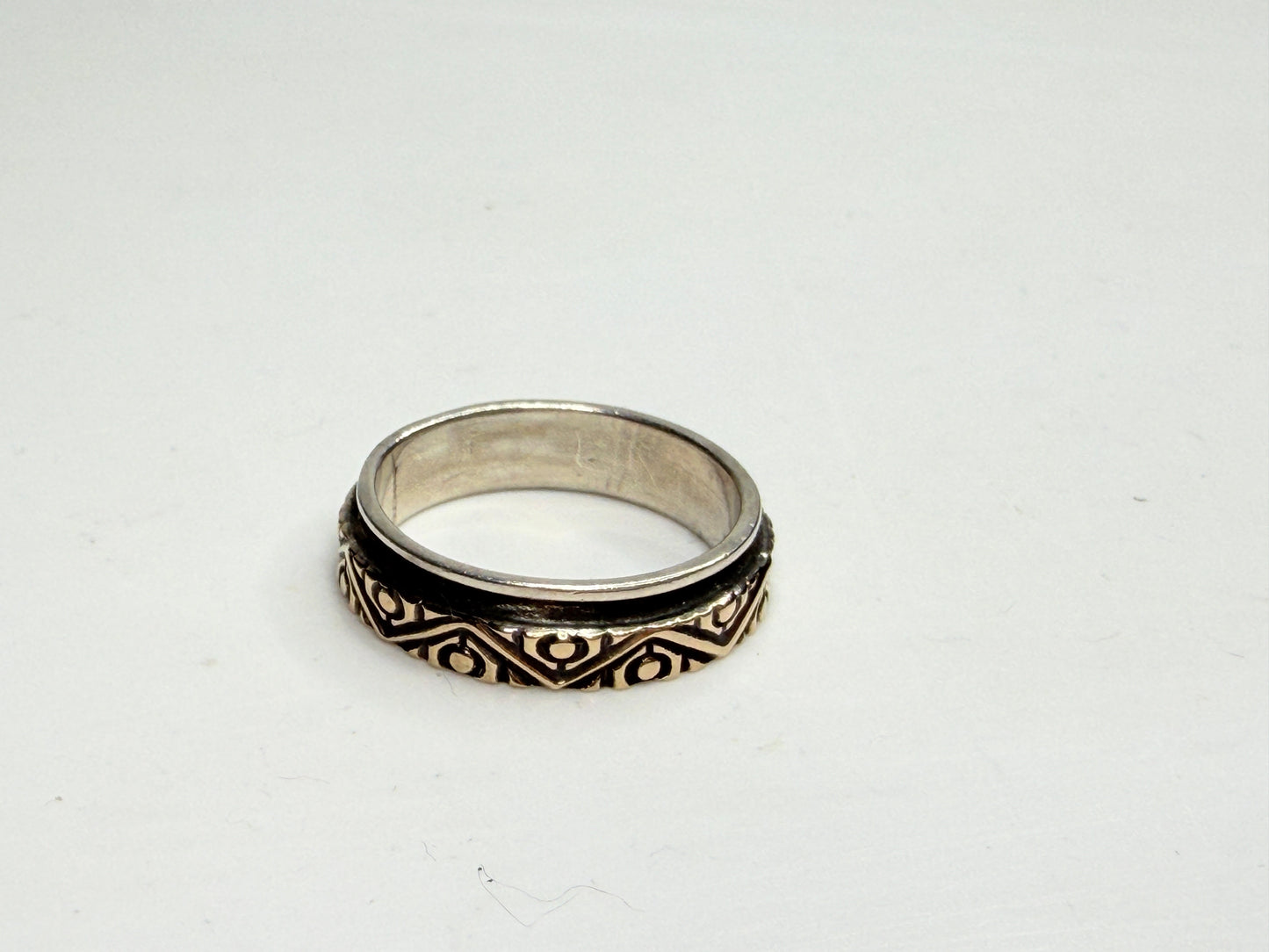 Sterling Silver Band Ring with 14K Gold Inlay Custom Artisan JR1243