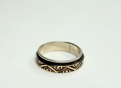 Sterling Silver Band Ring with 14K Gold Inlay Custom Artisan JR1243