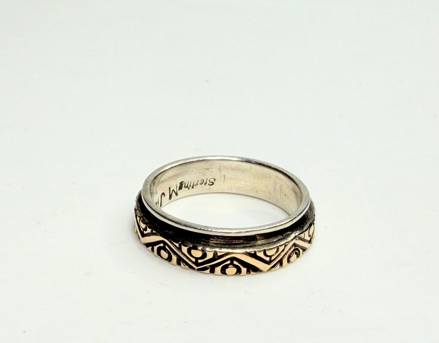 Sterling Silver Band Ring with 14K Gold Inlay Custom Artisan JR1243