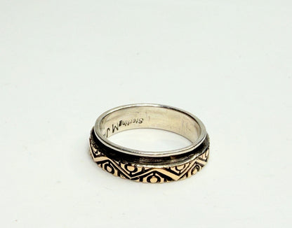 Sterling Silver Band Ring with 14K Gold Inlay Custom Artisan JR1243