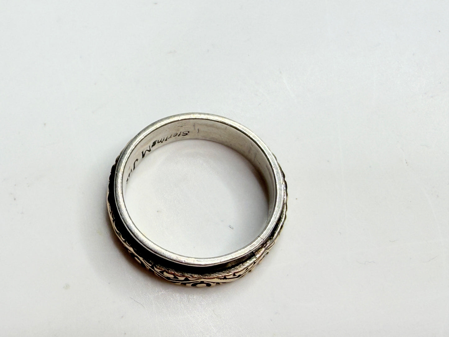 Sterling Silver Band Ring with 14K Gold Inlay Custom Artisan JR1243