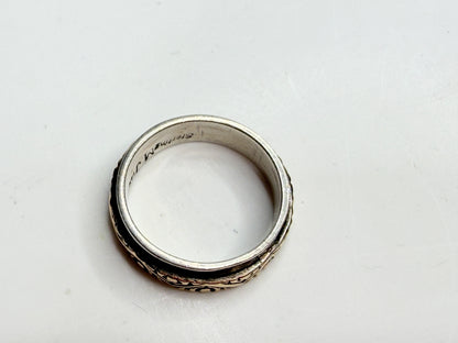 Sterling Silver Band Ring with 14K Gold Inlay Custom Artisan JR1243