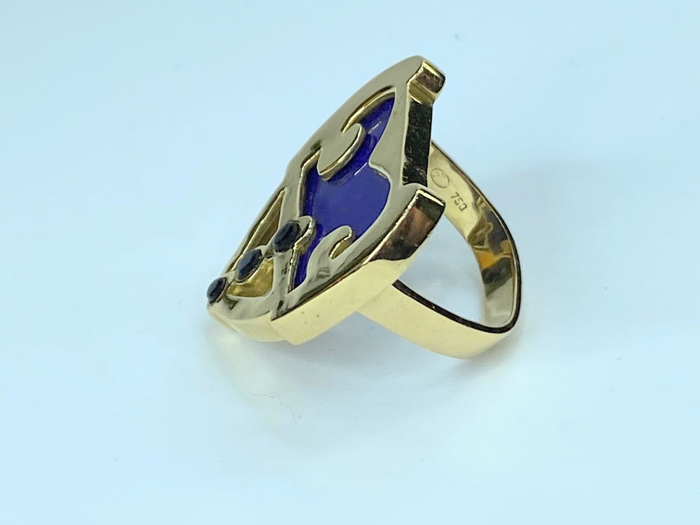 Gübelin Ring 18K 750 Yellow Gold Lapis Lazuli s8.5 13.5g JR8919