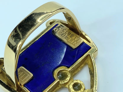 Gübelin Ring 750 Yellow Gold Lapis Lazuli 13.5g s8.5 JR8919