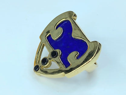 Gübelin Ring 750 Yellow Gold Lapis Lazuli 13.5g s8.5 JR8919