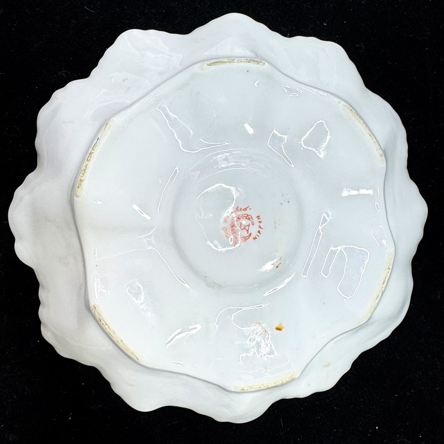 Antique Hand Painted Nippon Oyster Plate Floral Gold Gilt Porcelain 9" A1166
