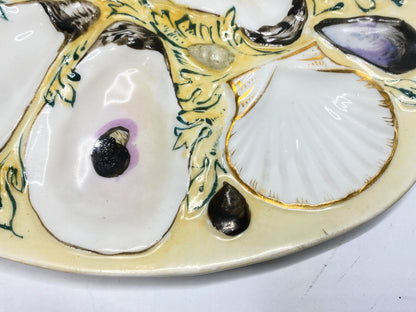 Antique UPW Oyster Plate with Deep Seaweed Motif, Classic Elegance A719