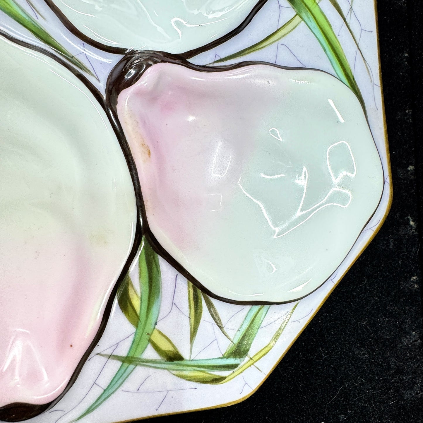 Vintage Wright Tyndale Van Roden Hand Painted Oyster Plate Antique A1167