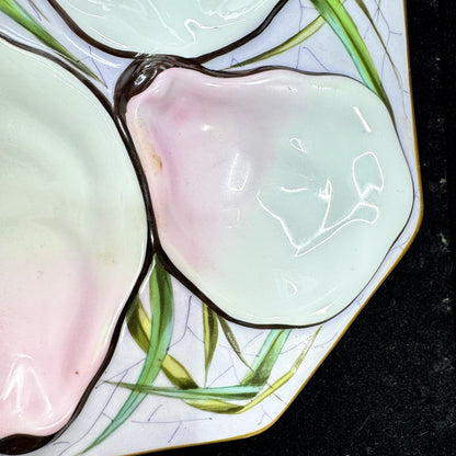 Vintage Wright Tyndale Van Roden Hand Painted Oyster Plate Antique A1167