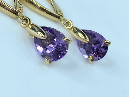 Amethyst Katrina Belle Drop Earrings in 14k Gold 2.4g 1 1/8"  JR8920