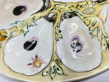 Antique UPW Oyster Plate with Deep Seaweed Motif, Classic Elegance A719