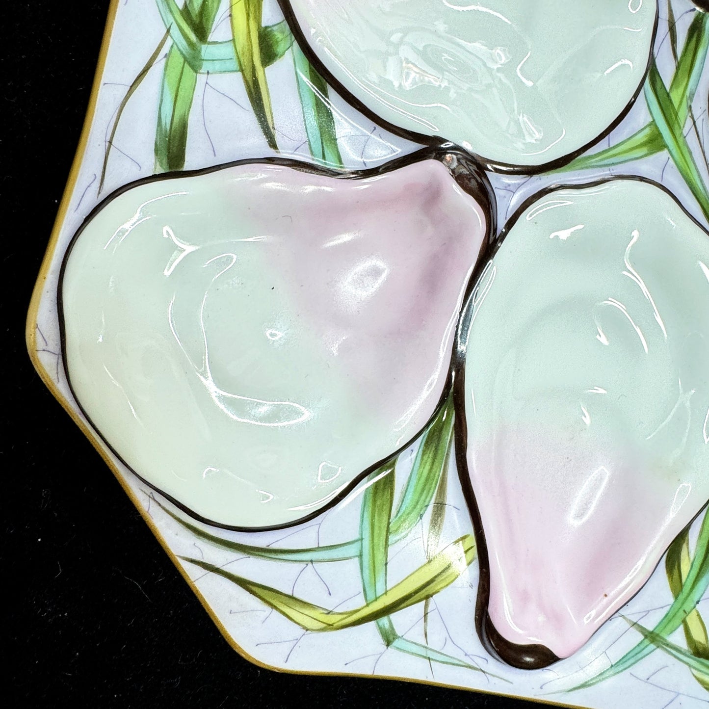 Vintage Wright Tyndale Van Roden Hand Painted Oyster Plate Antique A1167