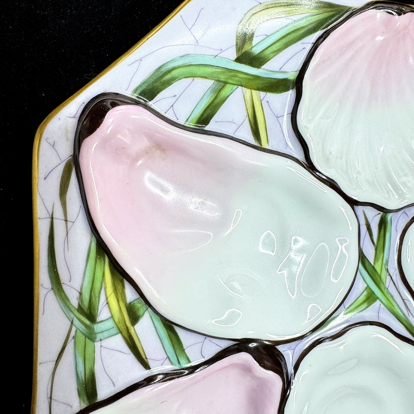 Vintage Wright Tyndale Van Roden Hand Painted Oyster Plate Antique A1167