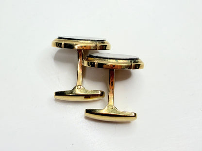 Saint Laurent Oval Mother of Pearl Gold Tone Vintage Cufflinks GS722