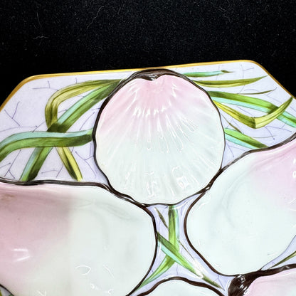 Vintage Wright Tyndale Van Roden Hand Painted Oyster Plate Antique A1167