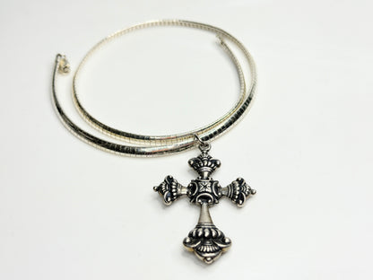 Sterling European Cross Pendant Heavy Snake Necklace 925 Silver JR1245