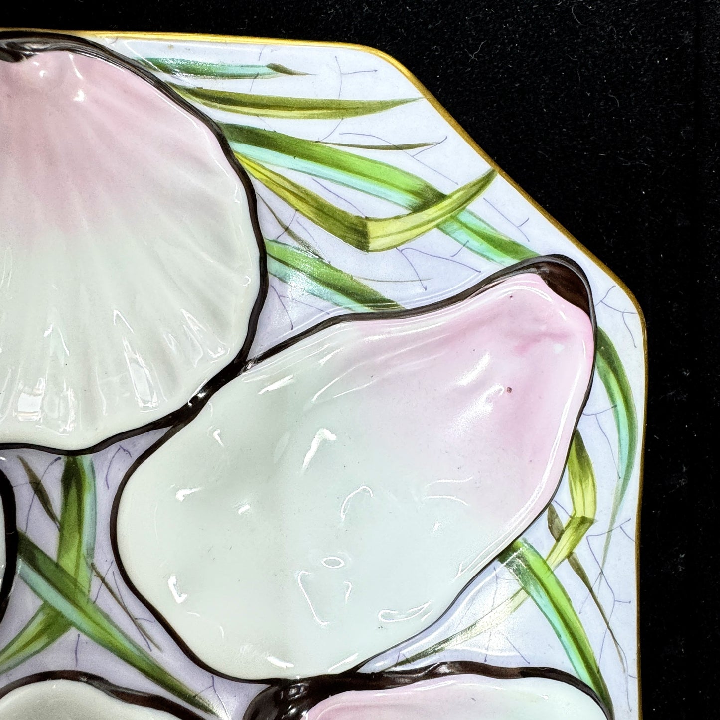 Vintage Wright Tyndale Van Roden Hand Painted Oyster Plate Antique A1167