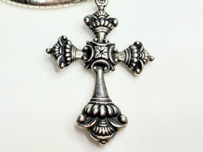 Sterling European Cross Pendant Heavy Snake Necklace 925 Silver JR1245