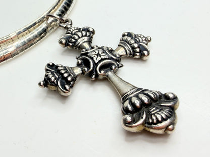 Sterling European Cross Pendant Heavy Snake Necklace 925 Silver JR1245