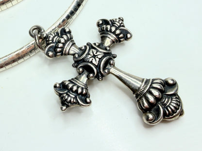 Sterling European Cross Pendant Heavy Snake Necklace 925 Silver JR1245
