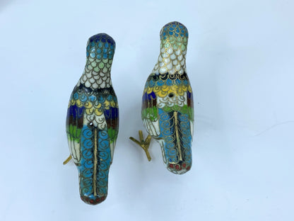 Pair of Chinese cloisonne bird ornaments 3 1/8" x 2 1/4" 67.5g A317