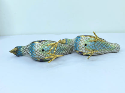 Pair of Chinese cloisonne bird ornaments 3 1/8" x 2 1/4" 67.5g A317