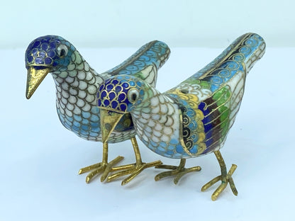 Pair of Chinese cloisonne bird ornaments 3 1/8" x 2 1/4" 67.5g A317