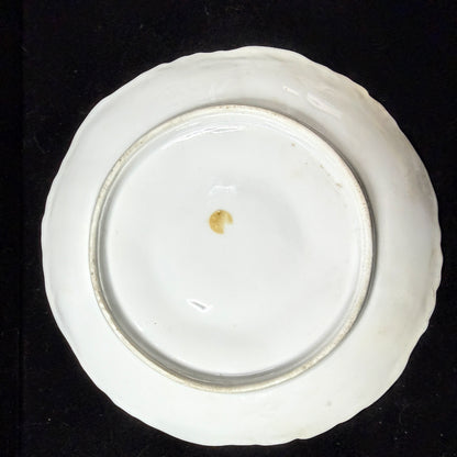 Antique porcelain oyster plate floral sprays gold trim scalloped rim 8 1/4 A1146