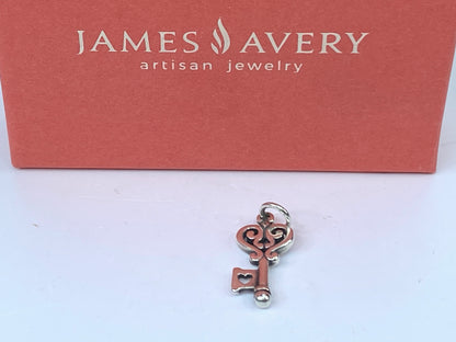 James Avery Scroll Key To My Heart Charm Pendant Sterling Silver w/box JR659