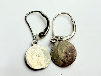 Vintage Sterling Silver Angel Cherub Dangle Earrings Leverback JR1248