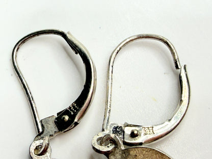 Vintage Sterling Silver Angel Cherub Dangle Earrings Leverback JR1248