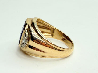 Appraised $3581 10K Gold Masonic Ring Blue Enamel Sapphire Diamonds s10 JR1249