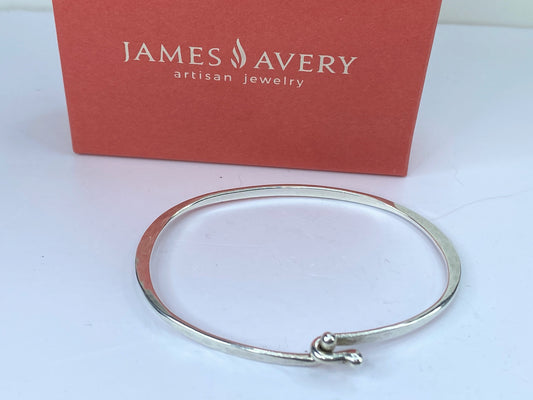 James Avery Sterling Silver hammered eye-hook ornate bangle 8.6g 7" JR660