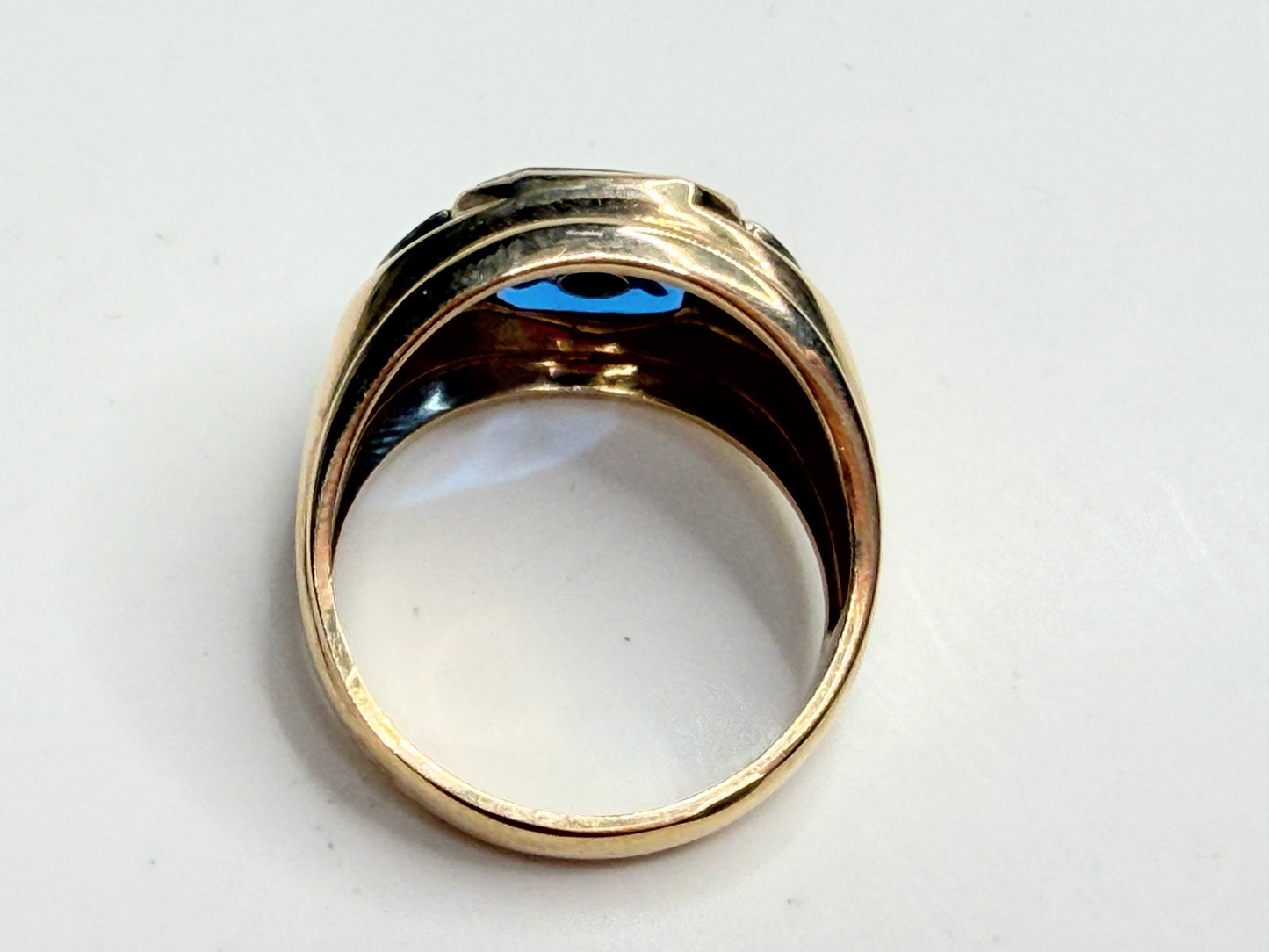 Appraised $3581 10K Gold Masonic Ring Blue Enamel Sapphire Diamonds s10 JR1249