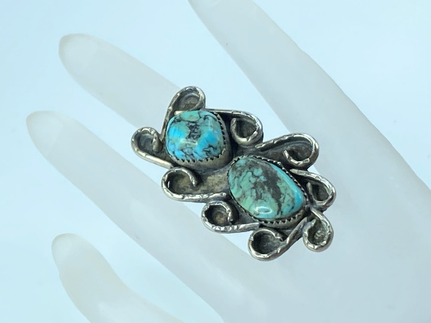 Native American Turquoise Ring Sterling Silver Navajo 14g s6.25 JR8927