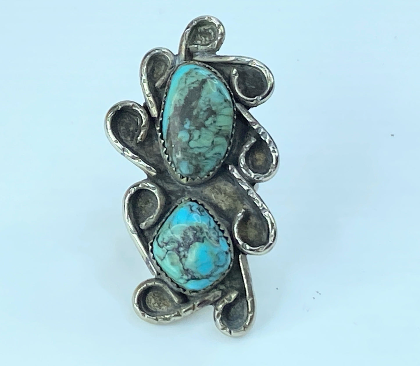 Native American Turquoise Ring Sterling Silver Navajo 14g s6.25 JR8927