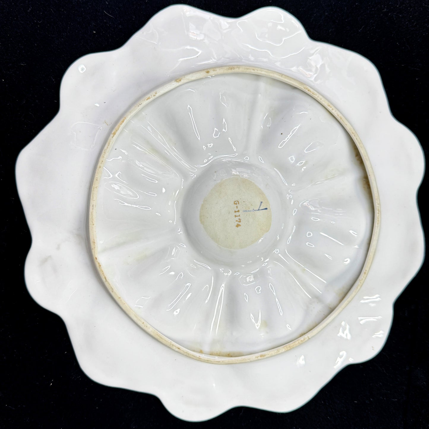 Antique c1900 Porcelain Oyster Plate Pink Aqua Floral Gold Gilt 10in Dish A1172