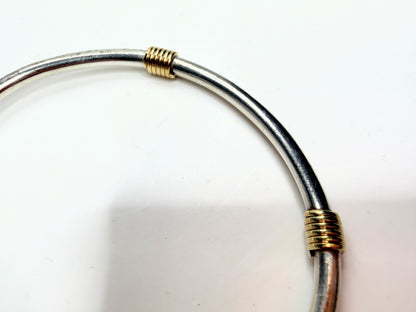 Tiffany & Co. Sterling 18K Gold Coil Ball End Cuff Bracelet 925 750 7.0" JR1250